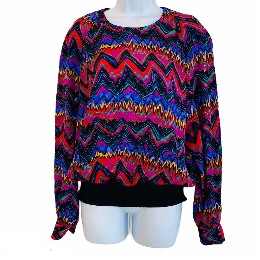 Vintage Colorful Chevron ZigZag Print Vintage Top